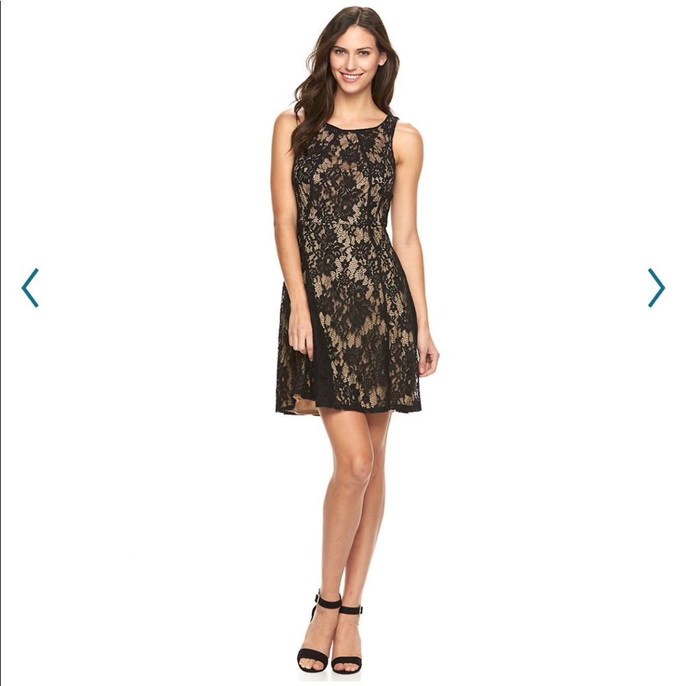 Apt. 9 sleeveless tan with black lace overlay dress size 2